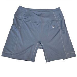 NWOT Gymshark Women’s Slate Blue High-Rise Bike Shorts with Side Pockets